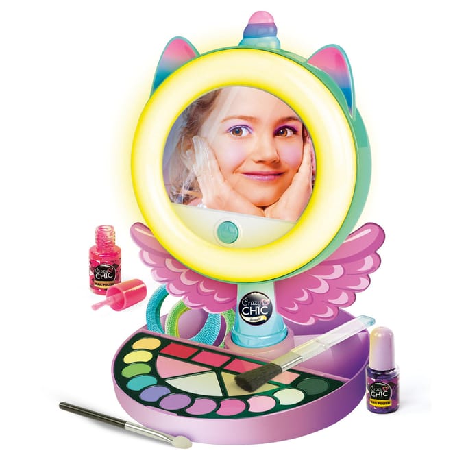CLEMENTONI - Eenhoorn make-up spiegel - Ringlamp - Make-up en haar- en nagelaccessoires - Vanaf 7 jaar