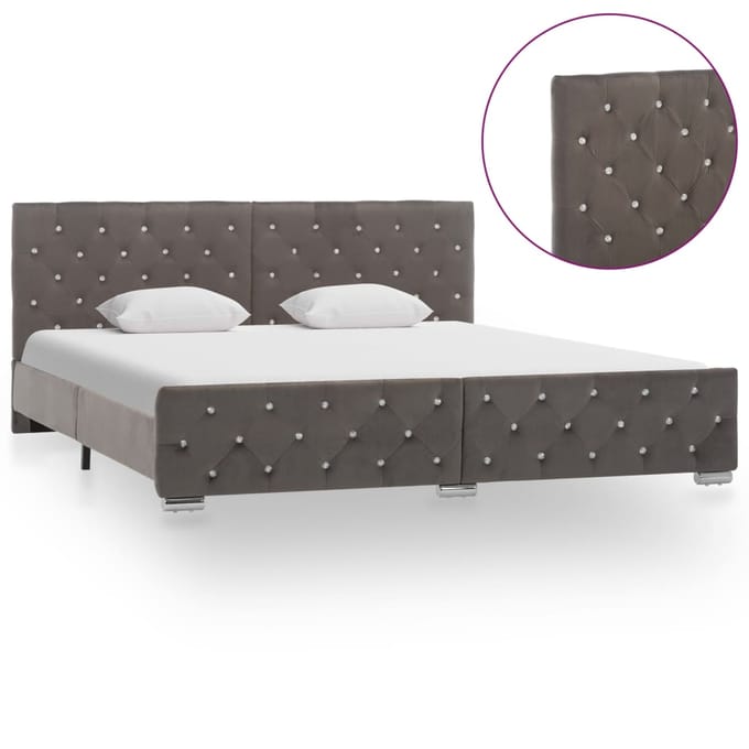 vidaXL - Bedframe - fluweel - grijs - 180x200 - cm