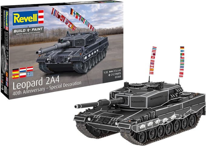 Revell Modelbouwpakket Militaire voertuigen - 03368 Leopard 2A4 - 40th Anniversary - Special Decoration - Duitse Tank Plastic - 1:35 - Modelbouw