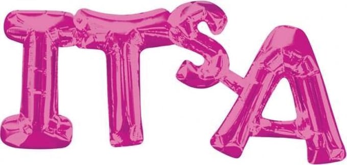 "IT'S A" Roze Folie Ballon, 50 x 22cm