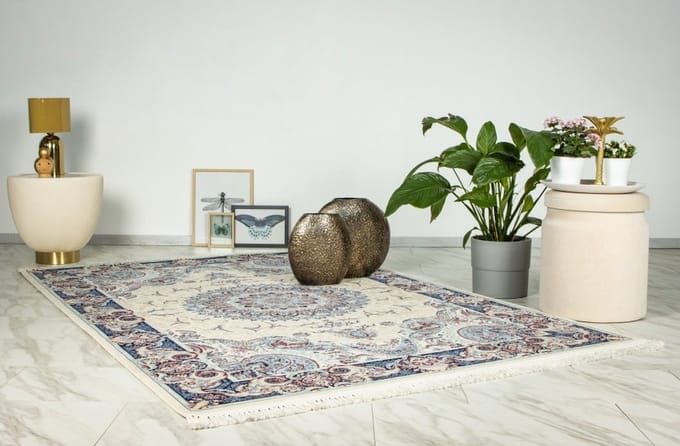 Flycarpets Darius Klassiek Perzisch Design Medaillon Oosters Vloerkleed - Creme - 240x330 cm