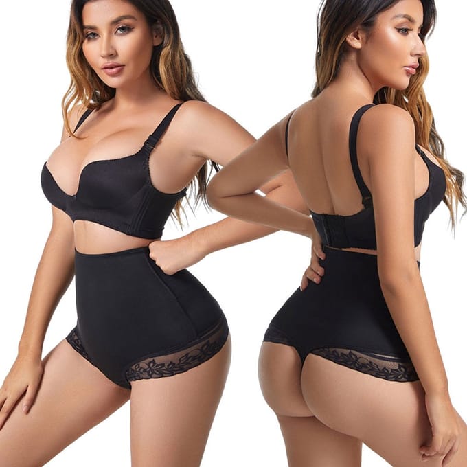 Wow Peach - Hoge Taille Buik Control Slip - Shapewear - Hip Lift - Corrigerend Ondergoed - Zwart - Medium