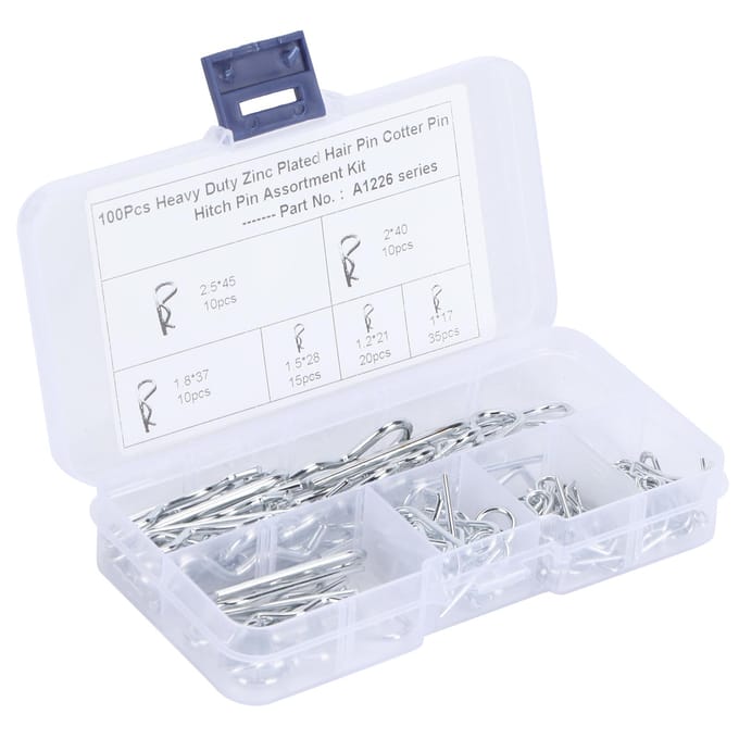 100 Stuks R Borgpennen Tractor Pen Clips met Plastic Doos Assortimentskit Bevestigingsclip Set