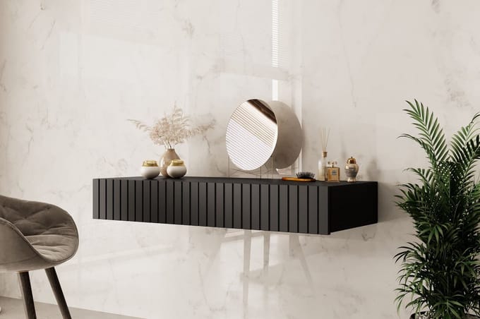 Meubella - Kaptafel King - Mat Zwart - 100 cm