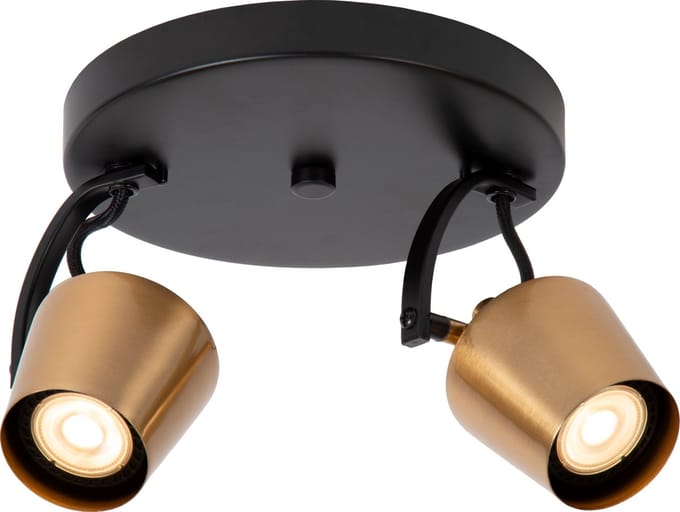 Lucide EMILE - Plafondspot (Plafondlamp) - Ø 20 cm - 2xGU10 (MR16) - Mat Goud / Messing