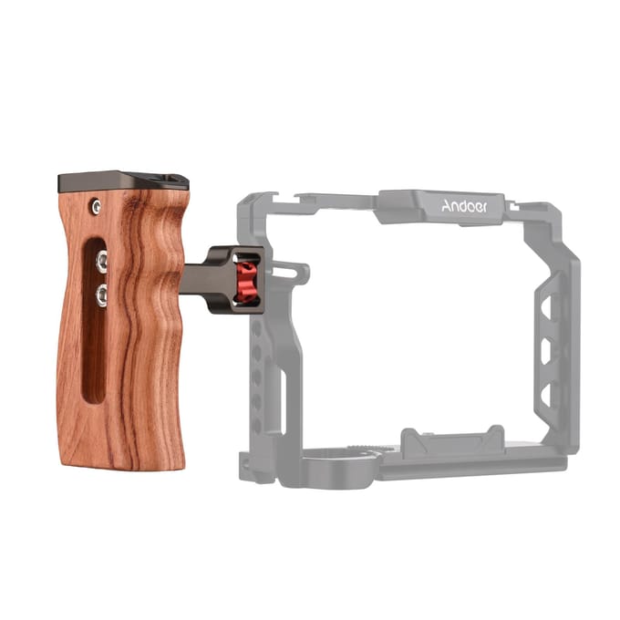Poignée de Cage de caméra en bois réglable, poignée latérale gauche/droite, vis de 3/8 pouces, support de style ARRI avec 1 4 screw noir