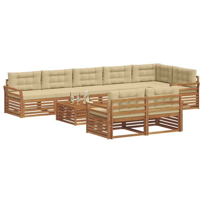 vidaXL - Buiten - bank - set - 9 - st - Natuurlijk - en - Beige