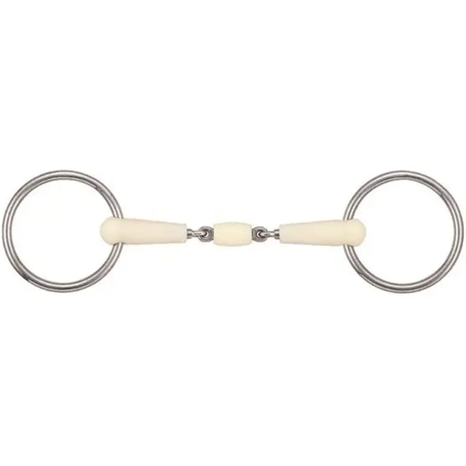 2-rings paardenbit met afneembare dubbele scharnierring + rol Soyo Happy mouth