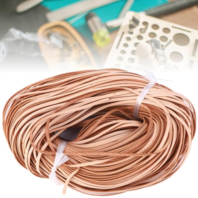 Handgemaakt DIY Platte Lederen Koord 100m Lang Gevlochten Eerste Laag Leer Ambachtelijk Koord Leer Kleur brown