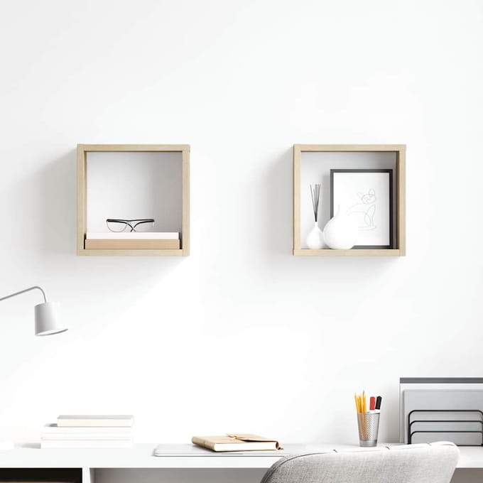 vidaXL - Wandschappen - kubus - 2 - st - 26x15x26 - cm - sonoma - eikenkleurig