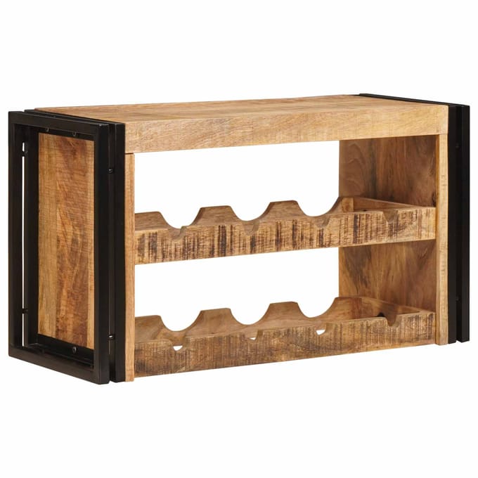 vidaXL - Wijnrek - Bruin - 80 - x - 45 - x - 33 - cm - Massief - Ruw - Mango - Hout