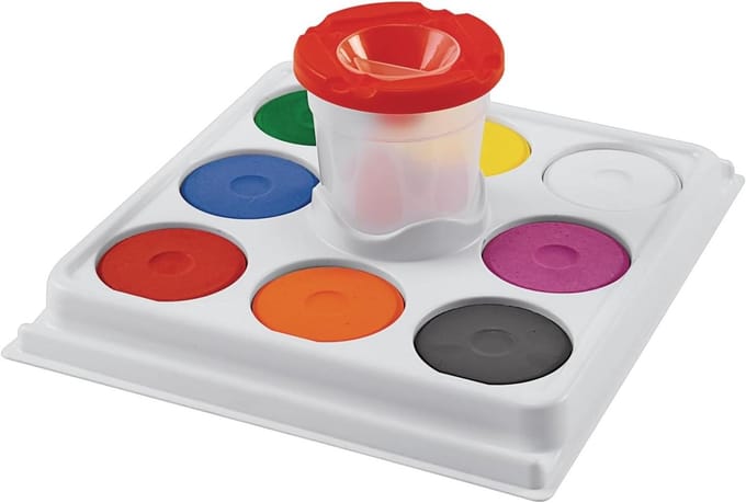 Verfbeker en palet - Verfset - Creatief bezig zijn - All-in-one set - 10 ounces - Wit
