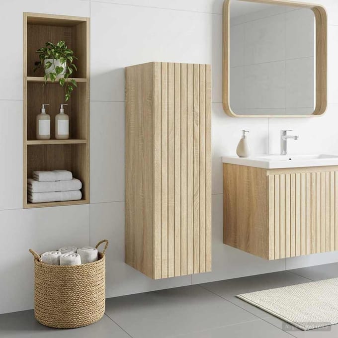 vidaXL - Wandgemonteerde - Badkamerkast - Sonoma - Eiken - 33 - x - 34,5 - x - 100 - cm