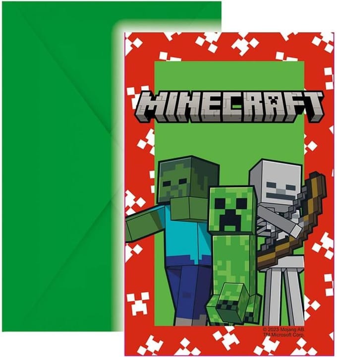 Uitnodigingen Minecraft - 6 stuks