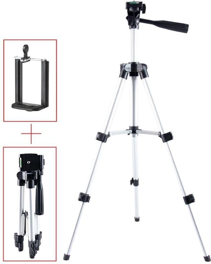 Smartphone Tripod Camera Statief 28-65cm + waterpas Telefoon houder
