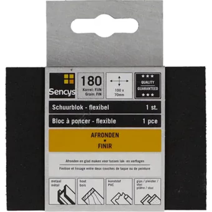 Sencys Schuurvel - P180 - Zwart - 70x100mm