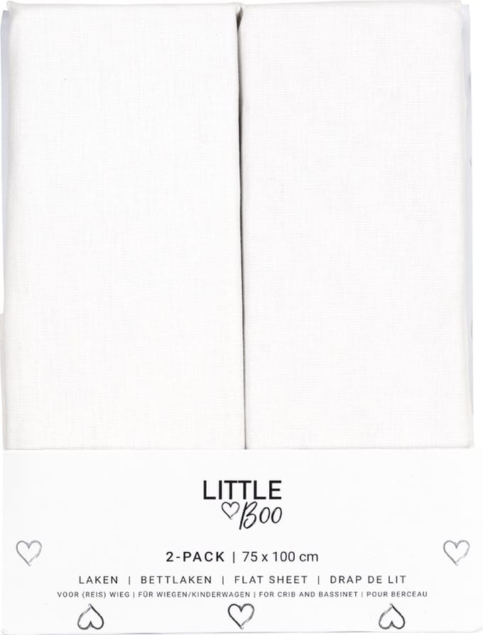 Little Boo Laken Wieg - Uni Wit - 2-pack - 75x100