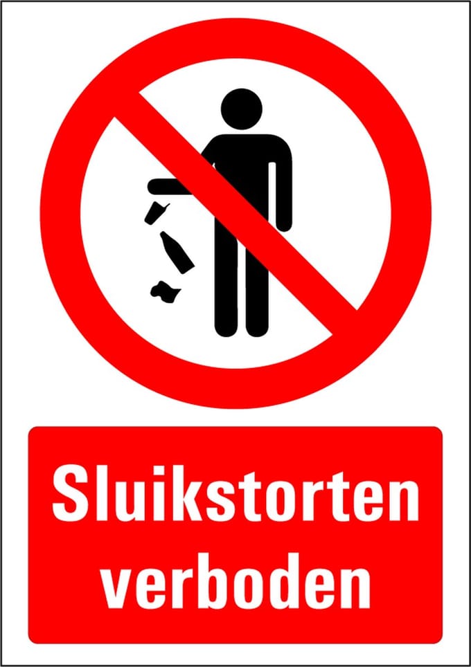 Sluikstorten verboden sticker 297 x 420 mm