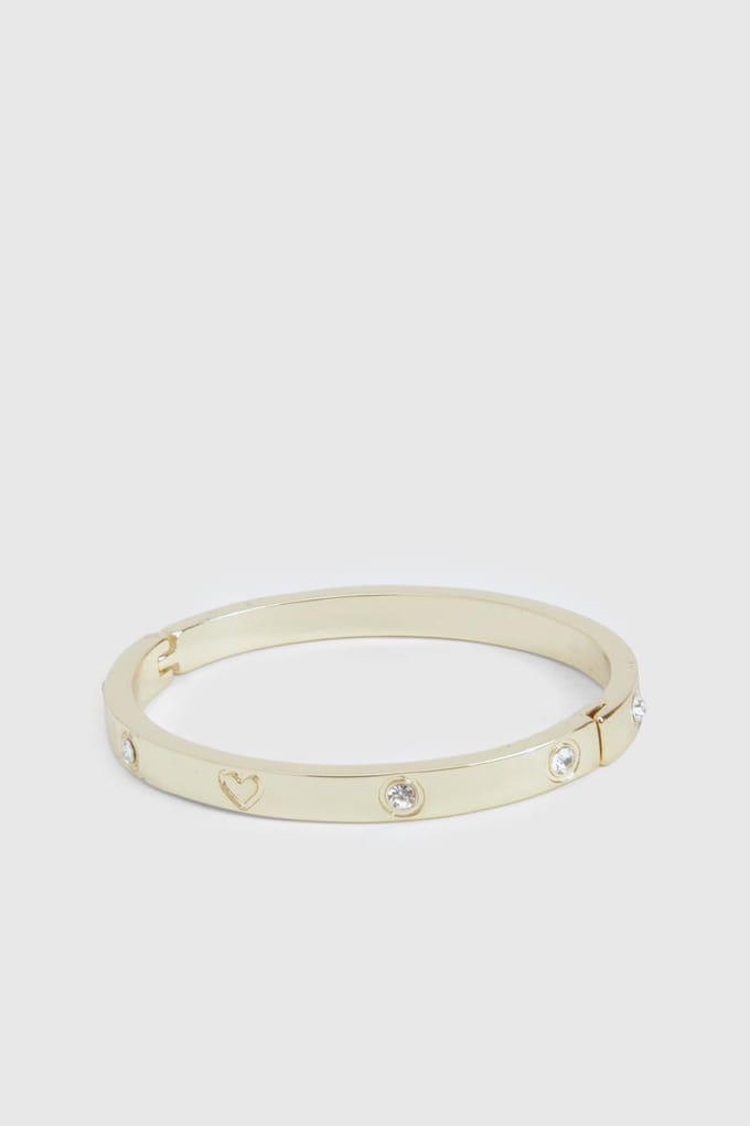 boohoo Dames Hartgeembossede armband | Goud