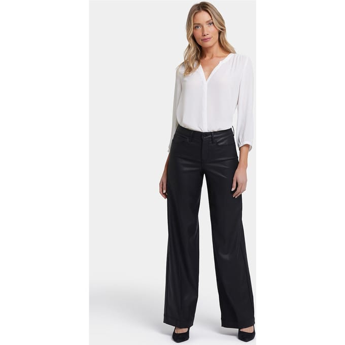 Gecoate Teresa Wijde Pijpen Jeans | Zwart Gecoat
