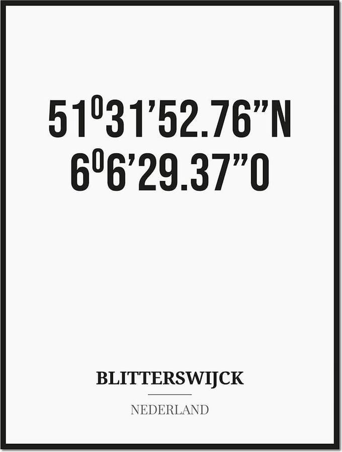 Poster/kaart BLITTERSWIJCK met coördinaten