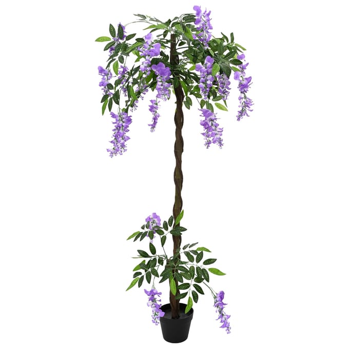 vidaXL - Kunstmatige - Bonenbloemenboom - Paars - 80 - x - 18 - x - 160 - cm