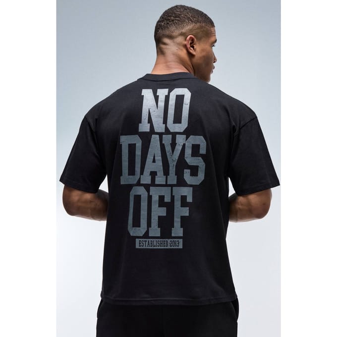Heren Active No Days Off Oversized Verlengde Hals T-shirt | Black | Size Medium
