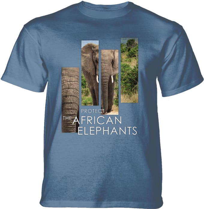 T-shirt Protect African Elephant Split Portrait Blue 4XL