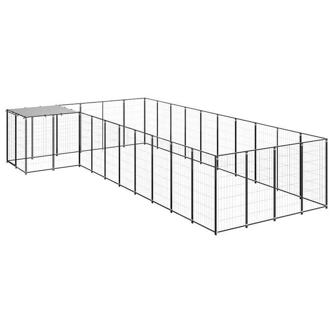vidaXL - Hondenkennel - 13,31 - m² - staal - zwart