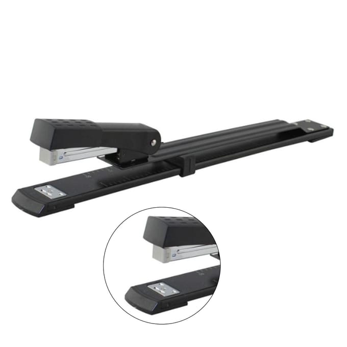 Nietmachine Desktop Grote Capaciteit Metaal Lange Arm Handheld Papiernietmachine voor Kantoor School black