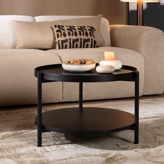 Bronx71® Salontafel Rio Ø58 cm zwart eiken - Salontafel rond