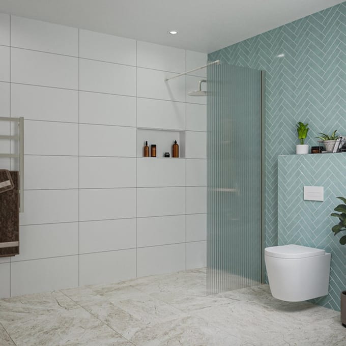 FugaFlow Eccelente Vetro inloopdouche badkamer - 70x200cm - ribbelglas - wandarm - geborsteld RVS