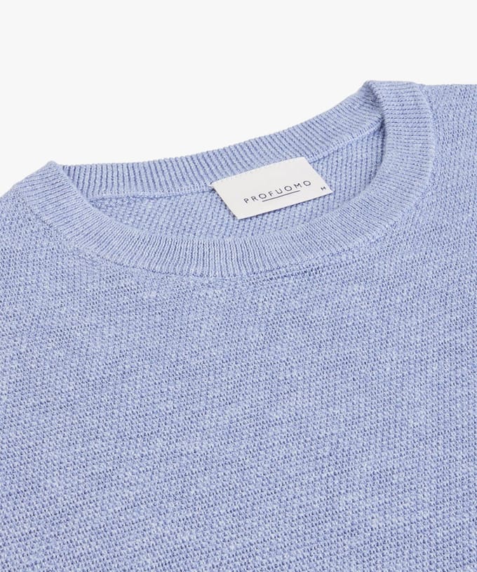 Profuomo O-Hals Trui Lichtblauw - Maat S - Heren - Pullover