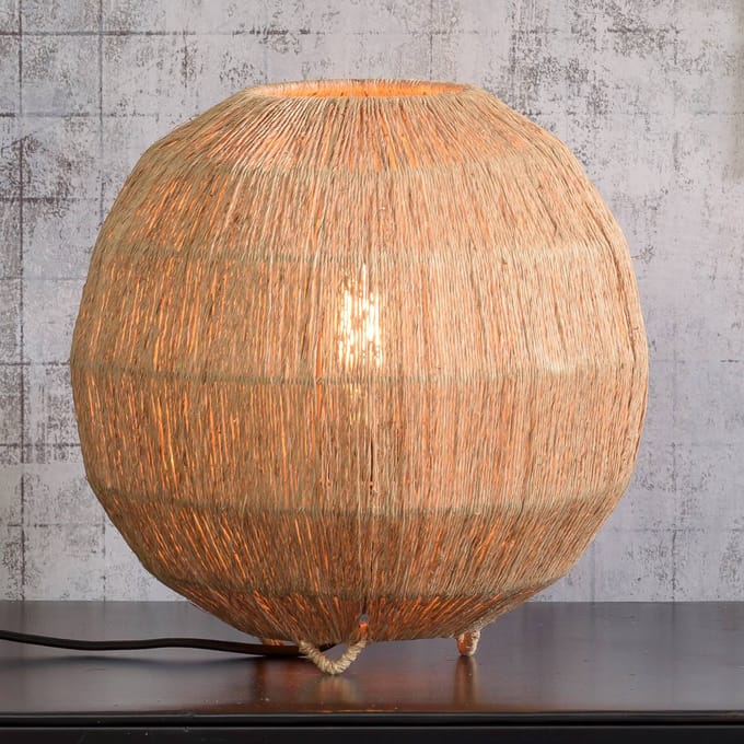 GOOD&MOJO Tafellamp Iguazu - Jute - Ø25cm - Scandinavisch,Bohemian