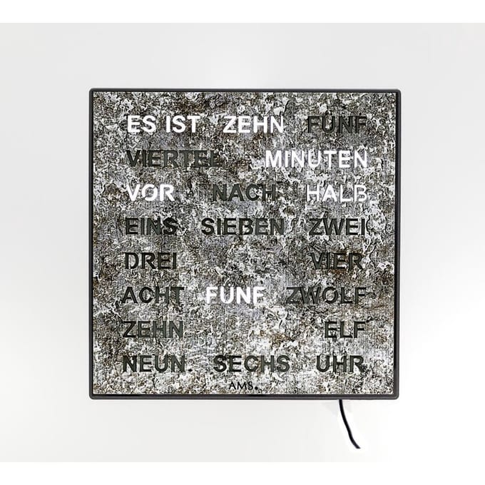 Intertime | Woordklok | Wandklok | Tafelklok | 28x28 | Grafiet | Duits
