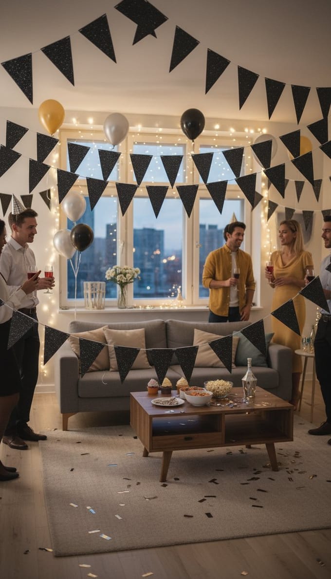 Slinger - Zwart glitter - 6 meter - Feest - Party