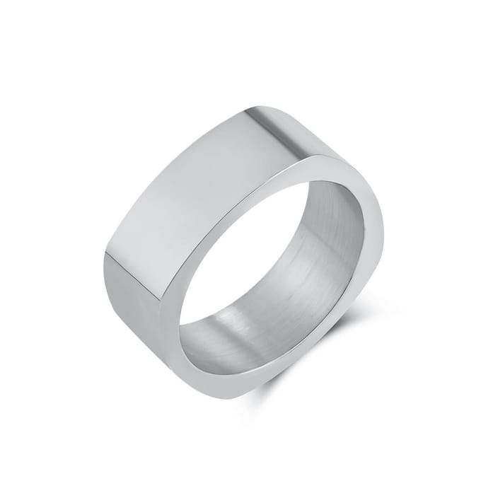 Bague Carrée en Acier Inoxydable Froide Neutre Personnalité de Niche Acier Titane à Quatre Faces 11# white