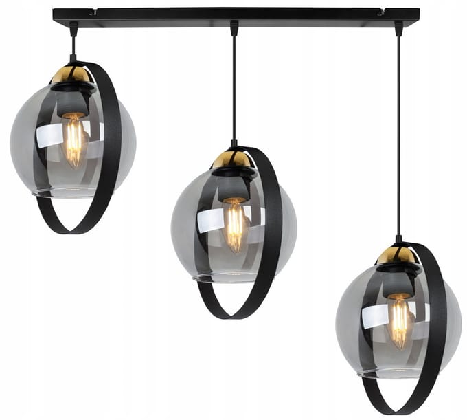 Light-Home RING HAGA – Hanglamp – Glazen Kappen – 3-Lichts – Grafietkleur