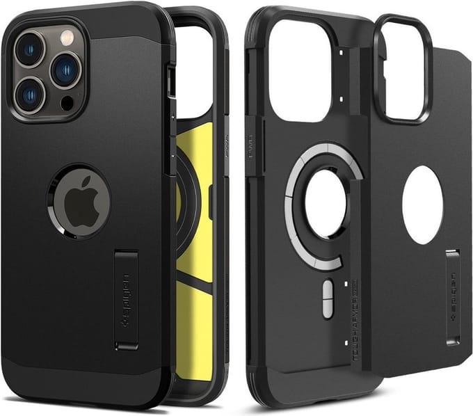 Geschikt voor Spigen Tough Armor met Mag Apple iPhone 14 Pro Max Hoesje Zwart