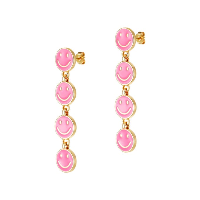 Smiley Row- oorbel- roze