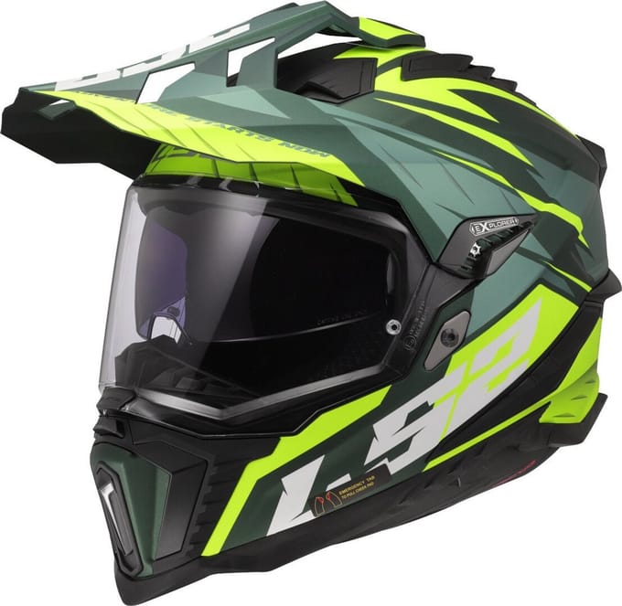 LS2 MX701 Explorer Spire Groen H-Vis Geel 06 Adventure Motorhelm - Maat 2XL - Helm