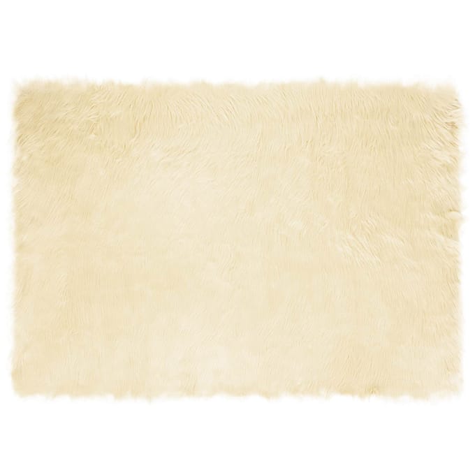 vidaXL - Tapijt - van - imitatie - schapenvacht - TAFALLA - Crèmekleurig - Polyester