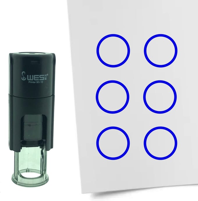 CombiCraft Stempel Rondje 10mm rond - blauwe inkt