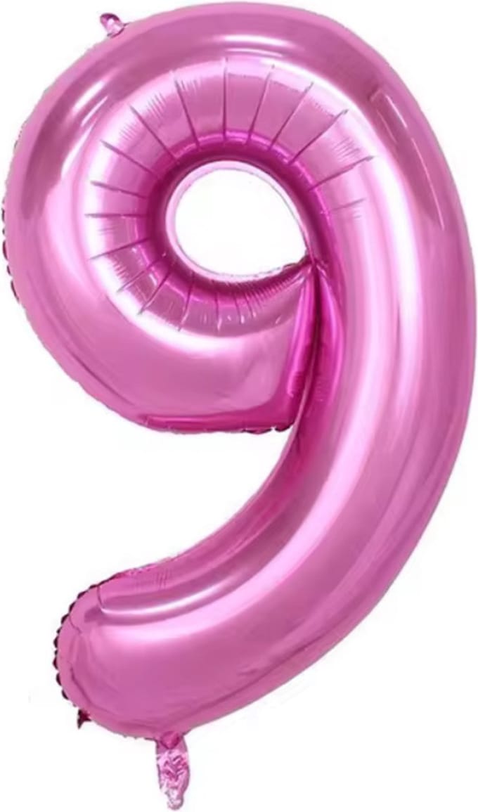 New Age Devi - Folieballon - cijfer 9 - fuchsia - 100cm
