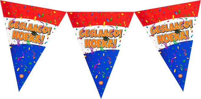 Vlaggenlijn ''Geslaagd Hoera!'' - Slinger - 4 het moment! - 4 meter