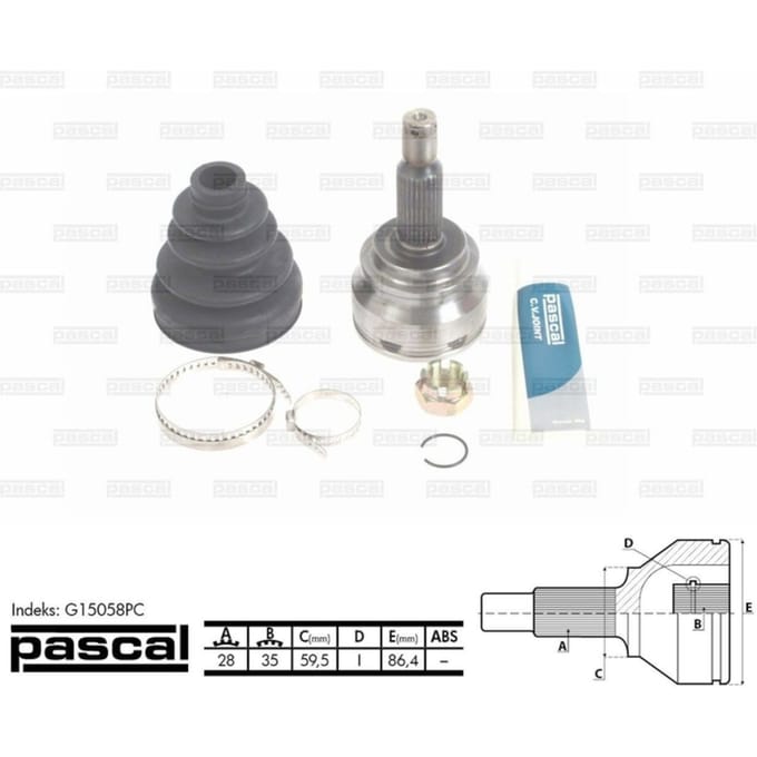 Homokineet reparatie set, aandrijfas PASCAL G15058PC