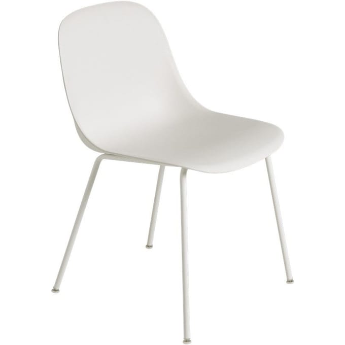 Muuto - Fiber Side stoel - buisonderstel - natuurwit - frame wit