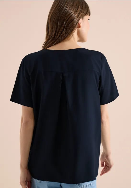 Blouse shirt met V-hals en knoop