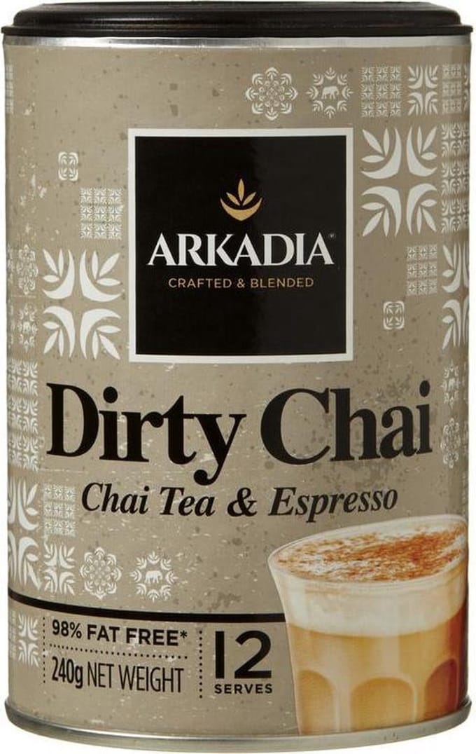 Arkadia Dirty Chai Latte Tea With Espresso 240gr. Powder Cafe Beverage
