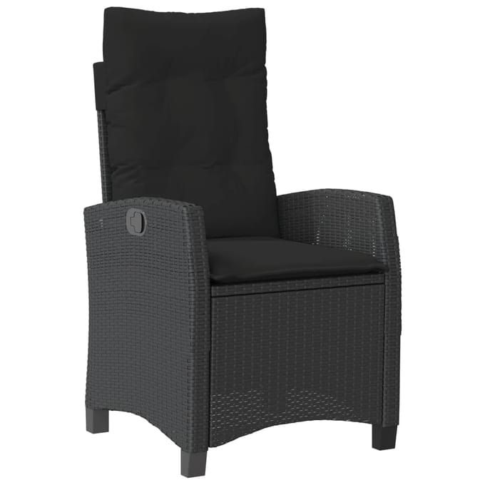 vidaXL - 5-delige - Tuinset - met - kussens - poly - rattan - zwart